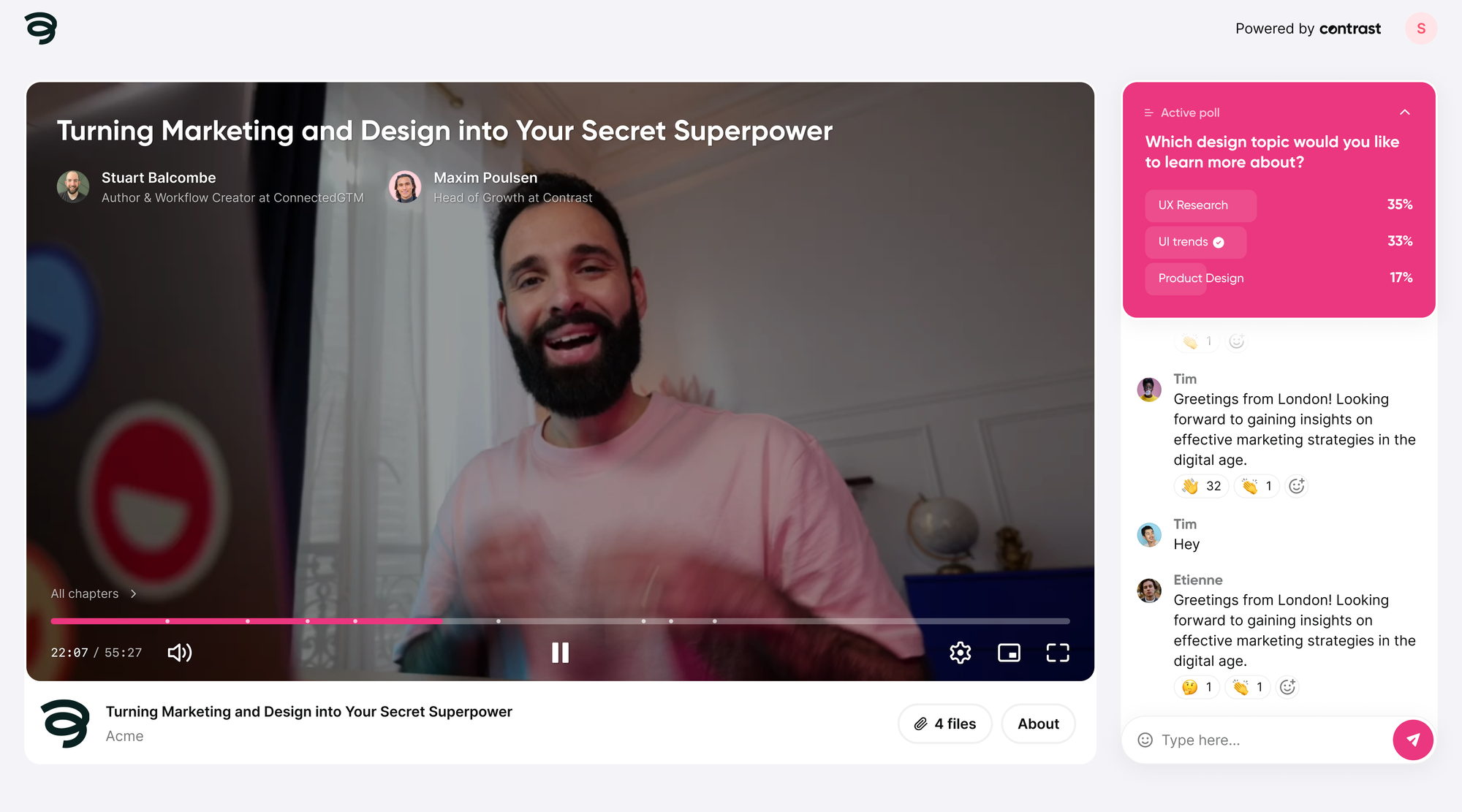 Image showing Contrast's platform for webinars