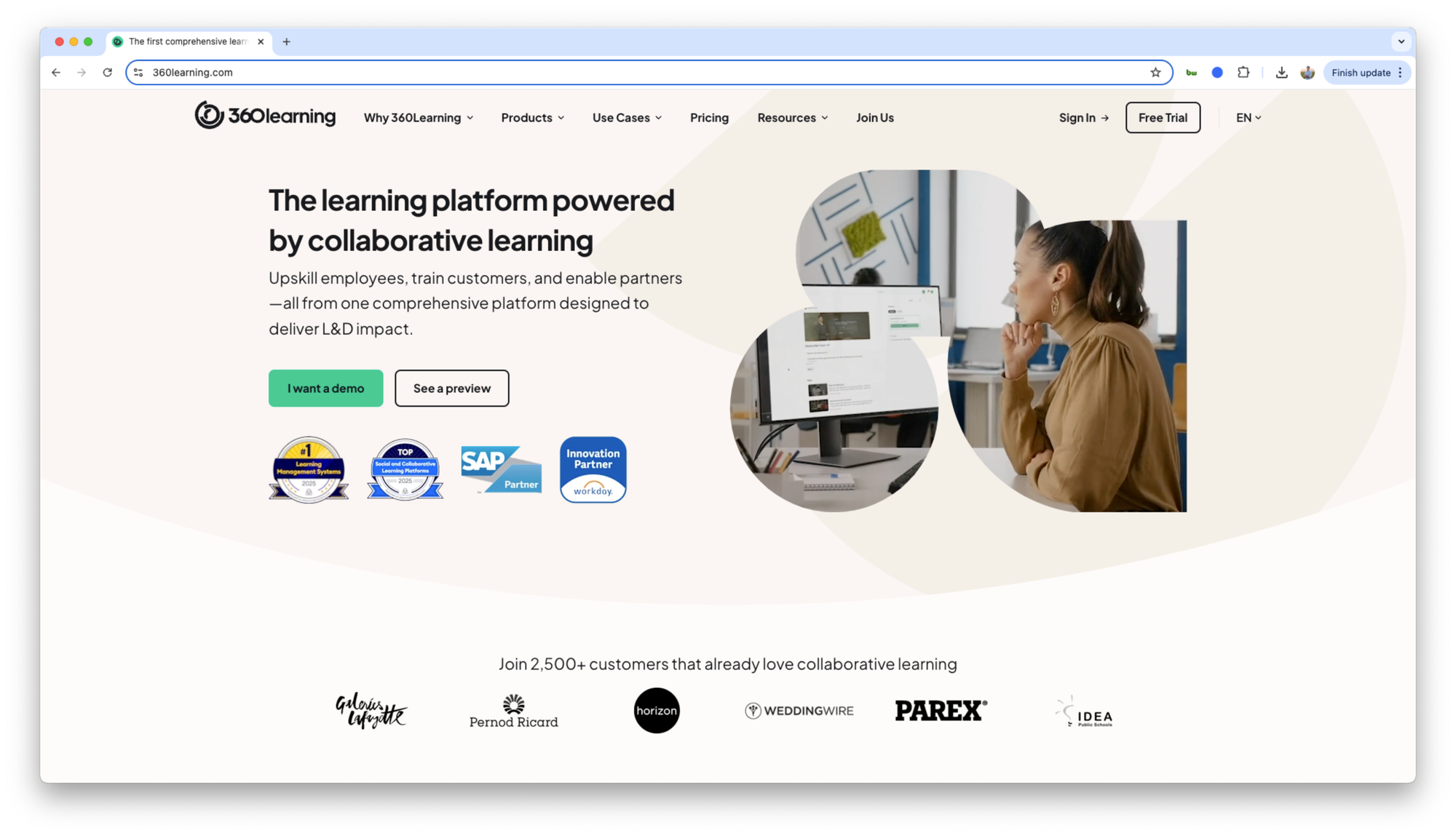 360Learning’s homepage